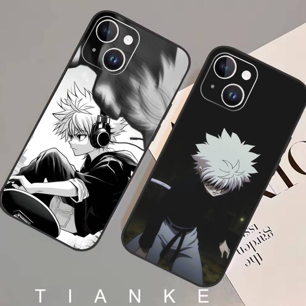 G-Killua Zoldyck K-Hunter X Hunter Phone Case For iPhone 17 16 15 14 13 12 Max Plus Silicone Black Cover