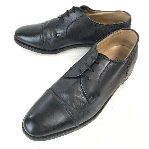 Hergestellt in Italien Vintage 80er-90er Jahre Gravati Leder Straight Tip Business Schnürschuhe Größe 9.5 27.5-28.5cm Schwarz(GEBRAUCHT)
