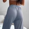 Women's Ribbed Elastic Waistband Casual Wide-Leg Jogging Pants