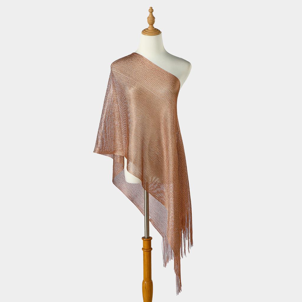 Premium Women Tassel Elegant Ladies Party Shawl Gold Silver Shimmer Wedding Stoles Glitter Golden Beach Smock Metallic Scarves