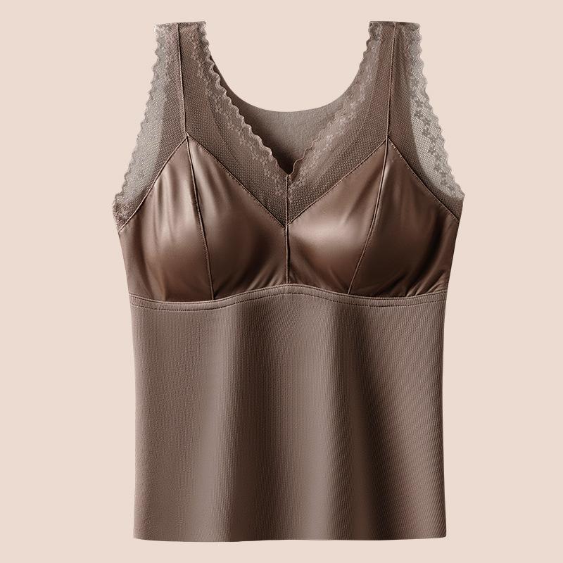 

Теплый жилет из немецкого бархата для женщин на осень и зиму с подушкой для груди, интегрированный дизайн с толстой бархатной основой, облегающий крой и бесшовный верх 2XL