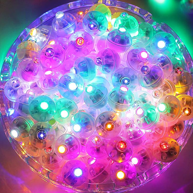 100/10PCS Mini LED Balloon Lights Colorful White Warm Tumbler Round Ball Lamps for Balloons Lantern Birthday Wedding Party Decor