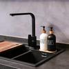 Hand soap glass refill bottle 500ml with black-and-white wood pump and lid.
