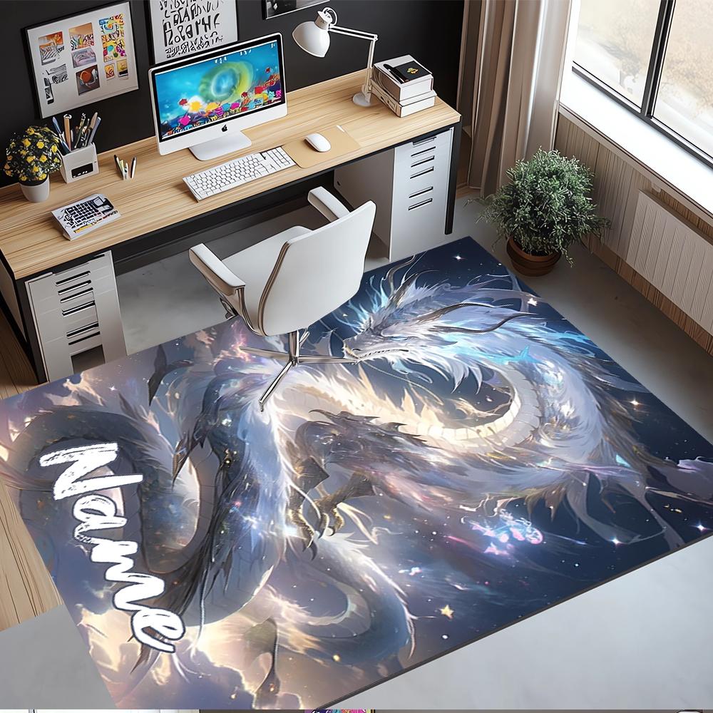 Custom Name Dragon Printed Carpet,Rug for Office Chair Living Room Bedroom Kitchen Room Decor Gifts.