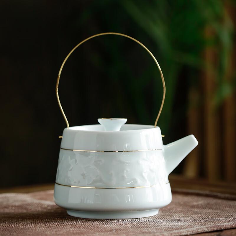 Chinese Hand-Painted Celadon Ceramic Kung Fu Tea Set