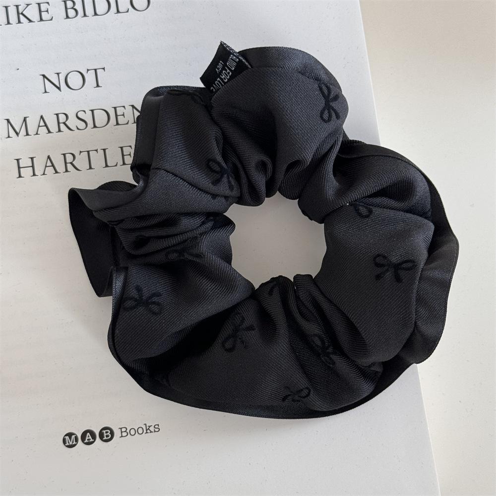 

Elegant Bow Printed Scrunchies Women College Student Girls Elastic Hair Bands Black Gray Hair Ropes Fashion Ponytail Headbands чёрный