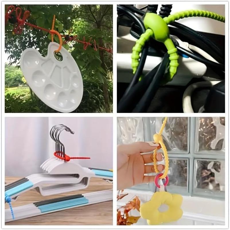 12cm Multicolor Silicone Cable Ties Reusable Adjustable Wire Organizer Straps Durable Cord Management Holders for Home Office Computer Cable Storage