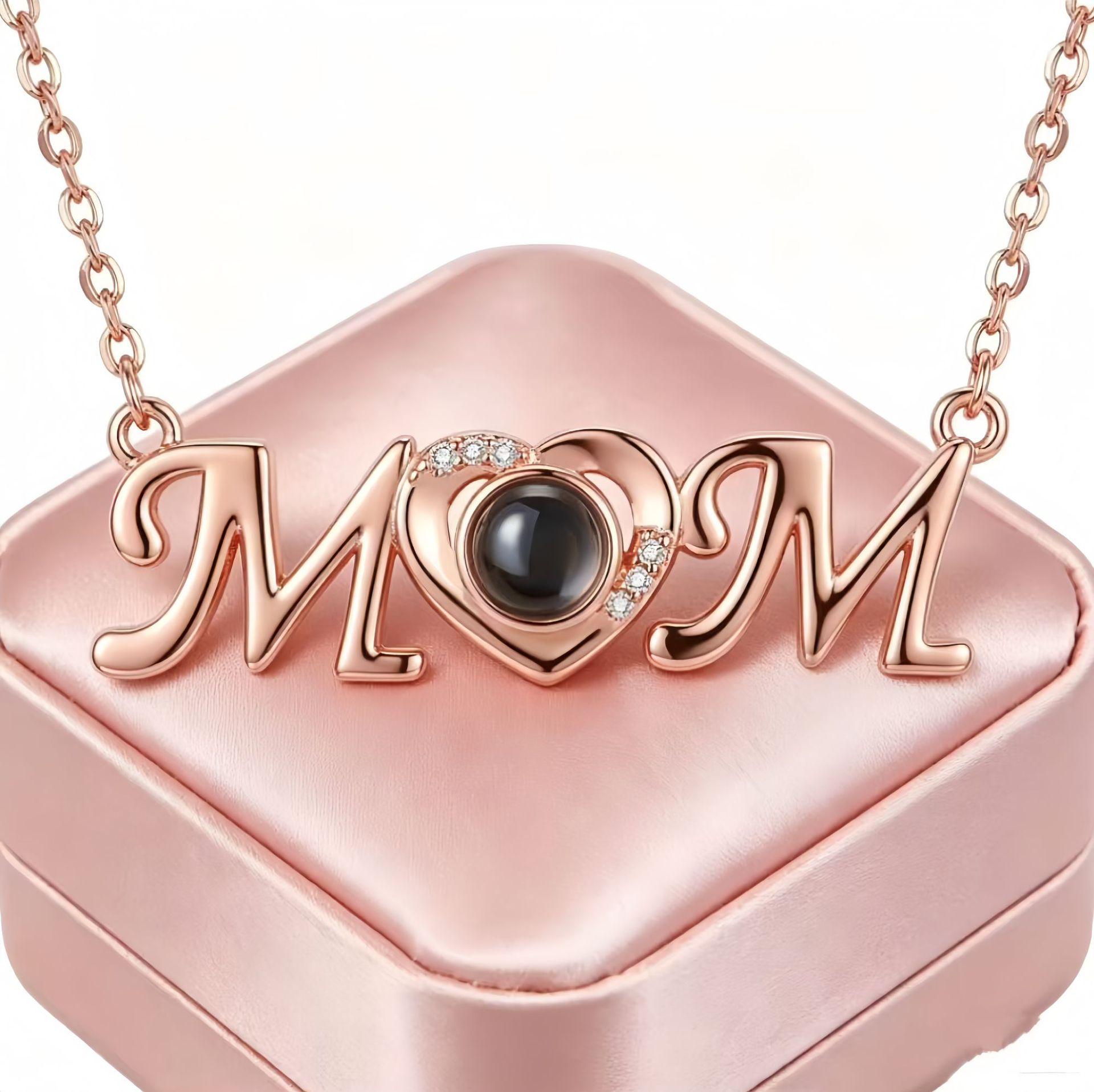 Custom Mother s Day Projection Necklace - Gold Plated, Personalized for Mom