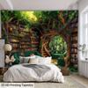 2D Magical Treehouse Library Tapestry Enchanted Forest Reading Nook Wall Hanging