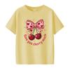 Fashionable and cute bow cherry cartoon print pattern daily Tshirt short sleeved round neck versatile Womens Tshirt
