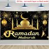 2D Ramadan Mubarak Black Gold Mosque Backdrop Banner