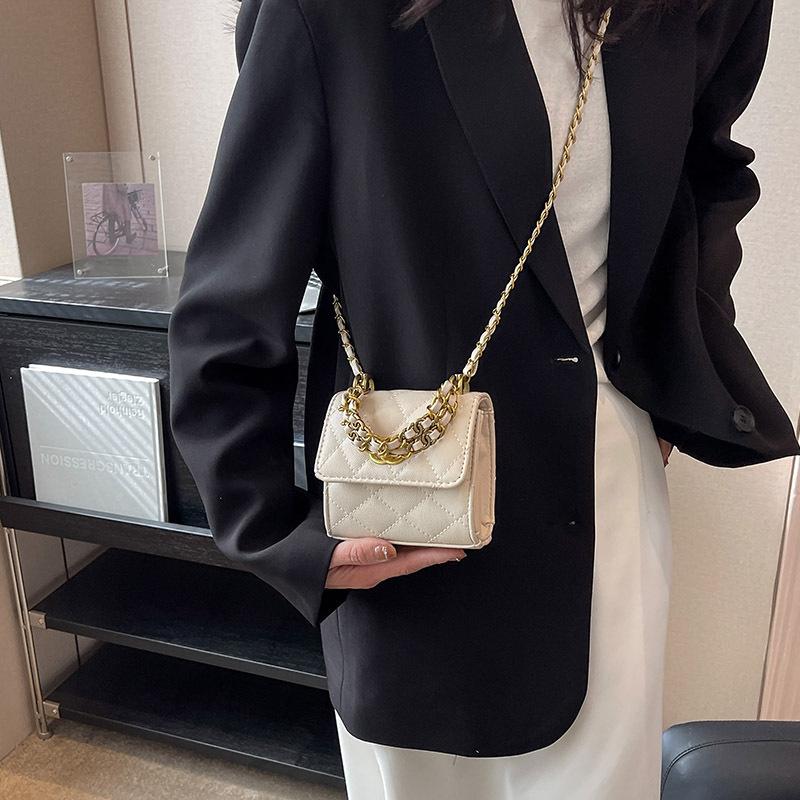Fashion diamond check chain small bag for women 2025 new summer mini shoulder bag small square bag popular crossbody bag