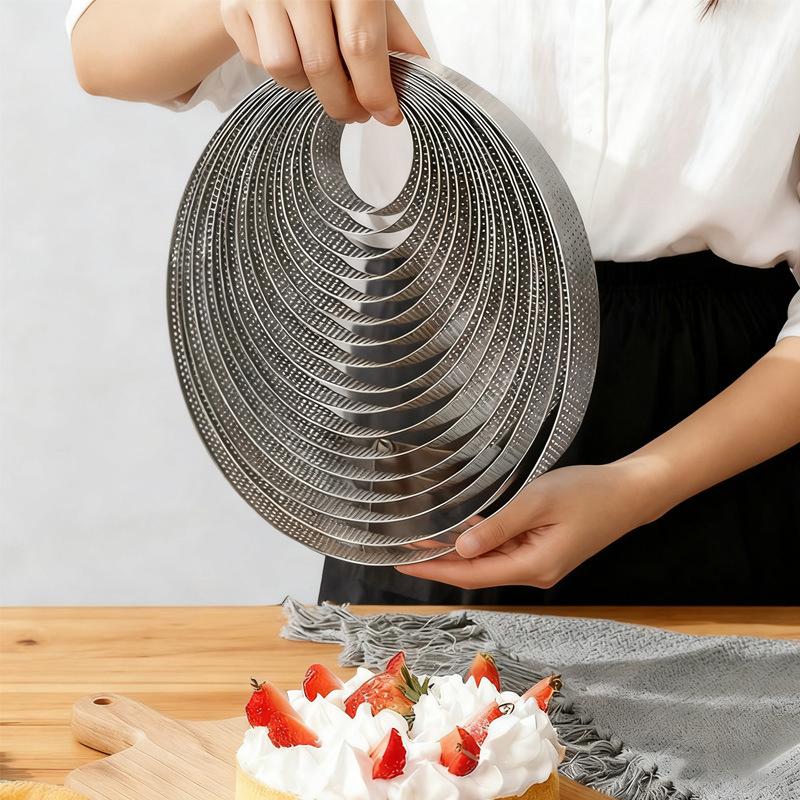 Stainless Steel Mousse Cake Mold Heat-Resistant Perforated Round Tart Ring Cookies Pastry Circle Cutter Mold Baking Tools