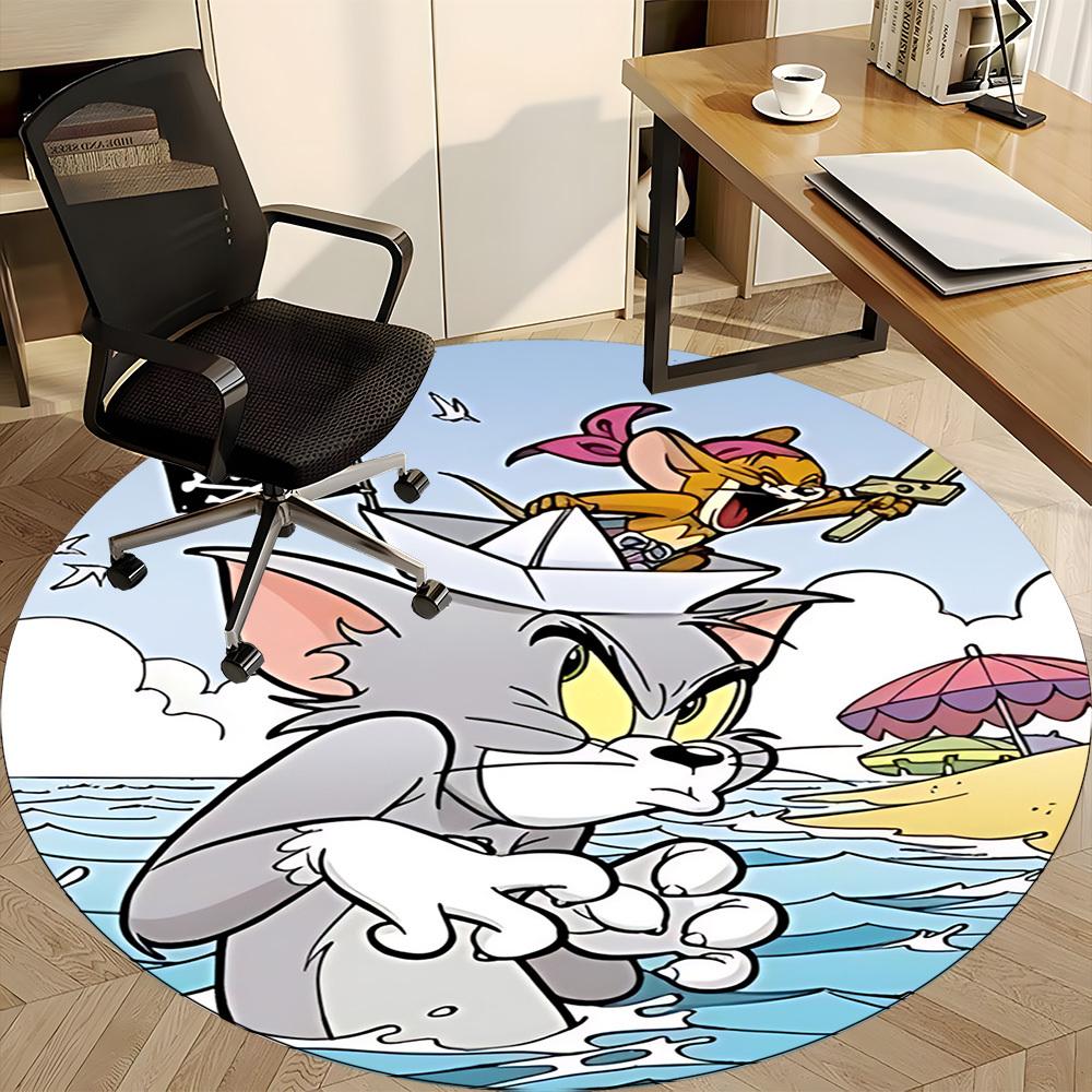1pc Tom Jerry Adventure Office Round Area Rug, Bedroom Living Room Home Decor, Room Deco, Offic A1016149