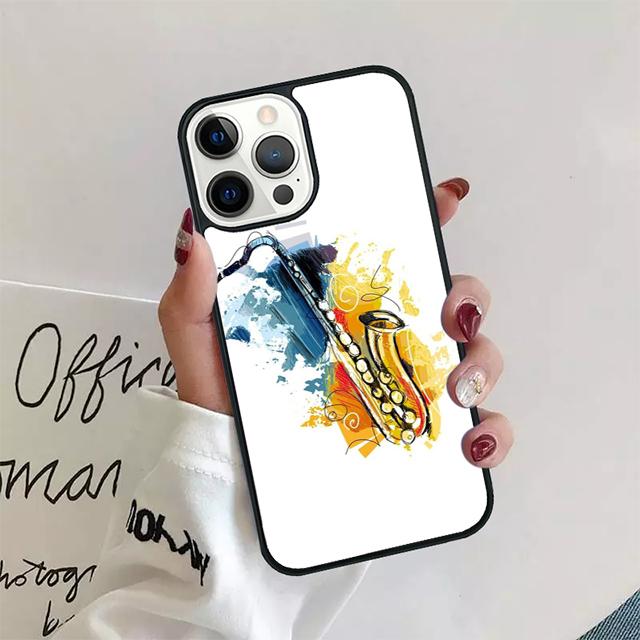 Saxophone Watercolor Art Phone Case Cover For iPhone 17 Air 15 16 14 13 12 Pro Max 11 Pro Max Plus Coque Shell