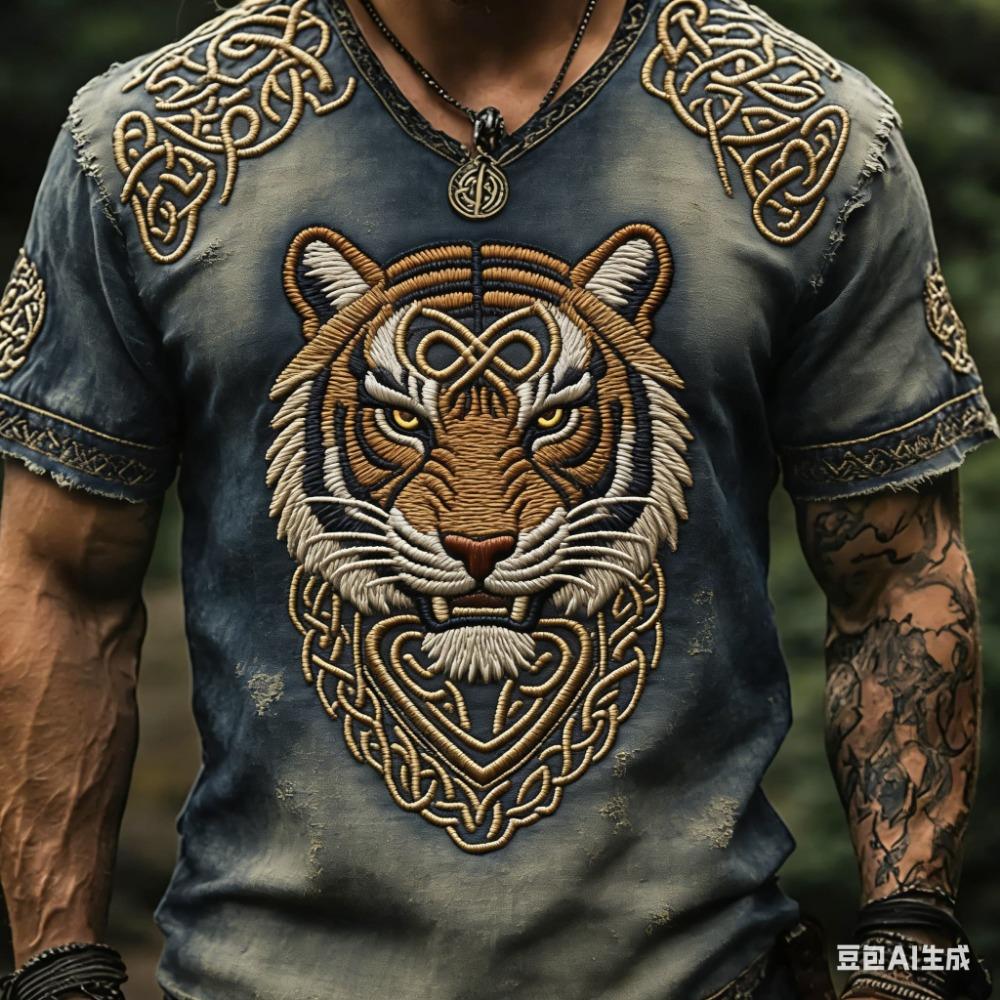 Men's Viking Wolf Head Totem T-shirt