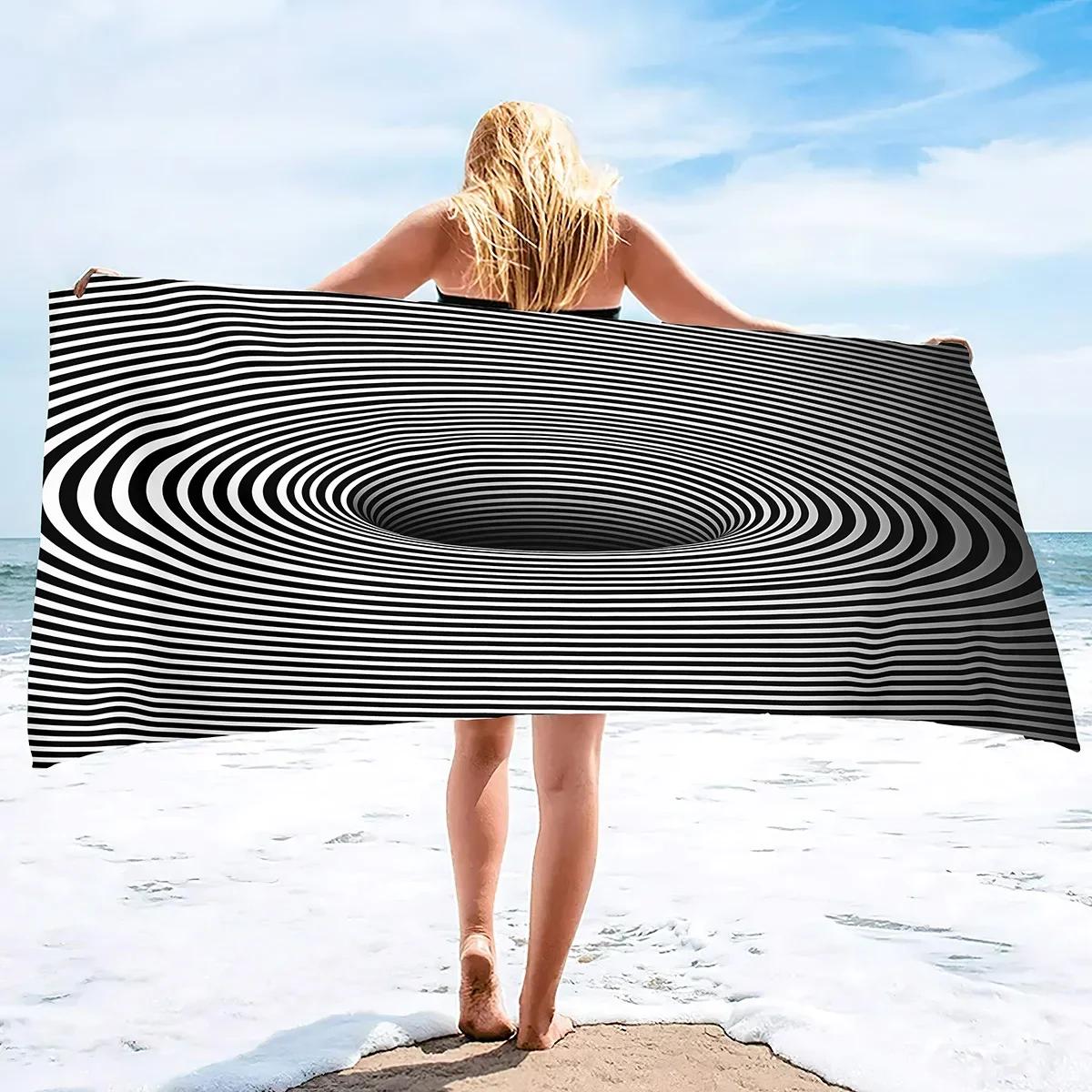 

Psychedelic Stripe Beach Towels for Adults Quick Dry Bath Towel Pool Towels for Adults Swimming Towel hot tub Towels Shower W40*H60(CM)