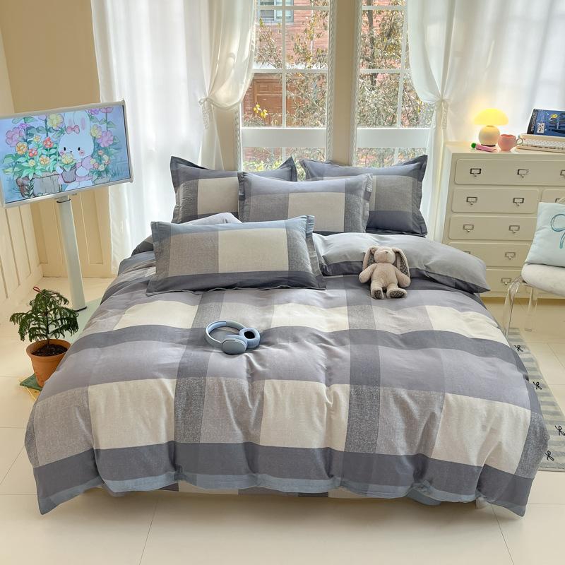 100% Cotton Bed Four-piece Set Skin-friendly Breathable Quilt Cover Bed Sheet Pillowcase Set Pastoral Small Flower