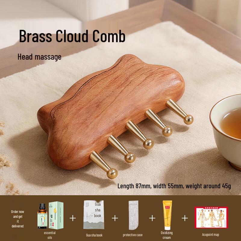 Brass Cloud Five-Tooth Meridian Massage Comb