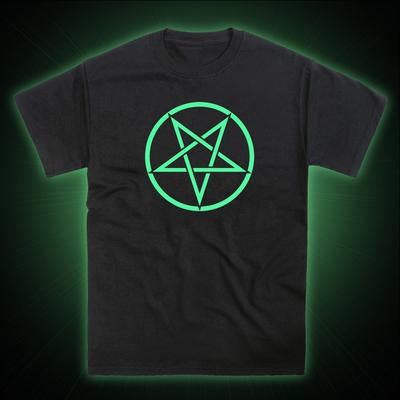 Obrácený pentagram pohanský emblém gotické tričko svítící ve tmě