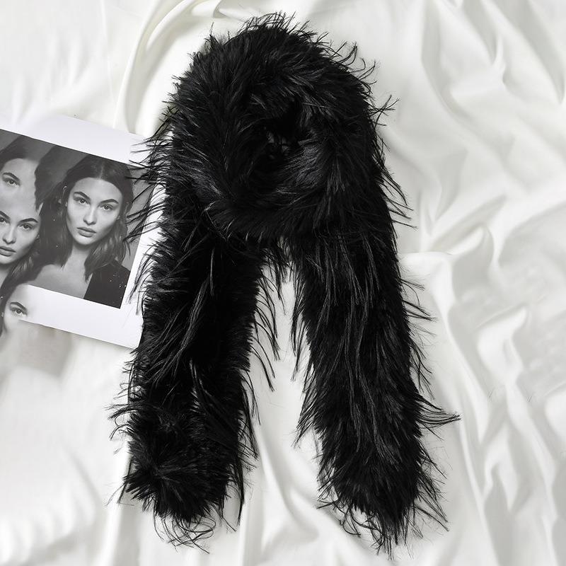 Hot-selling Personalized Spice Girl Style Long Fluffy Scarf Imitation Mink Thickened Soft Waxy Warm Plush Solid Color Fur Collar