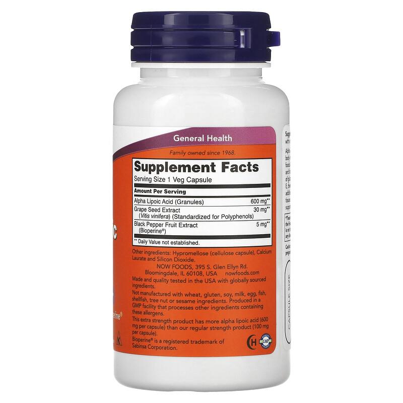 Alpha Lipoic Acid, 600 mg, 60 Veg Capsules