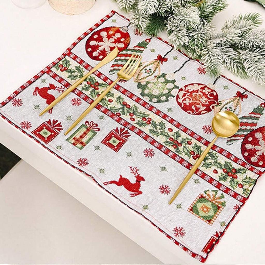 1 Stück-Platzset mit Weihnachtsmannmuster, Tischdecke in mehreren Stilen, Weihnachtsdekoration, Retro-Tischset, Restaurantbedarf(zufällige Stile)
