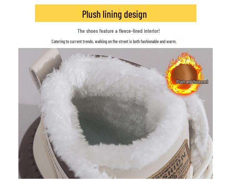 Damen Winter Samtgefütterte High-Top Martin Stiefel: Koreanischer Stil, Warm gefütterte Schneestiefel mit dicker Sohle