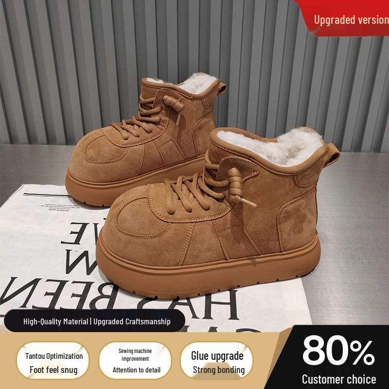 Botas de Neve de Algodão para Meninas com Cabeça Grande de Capivara e Veludo – Sapatos Pão para Todas as Estações 2025