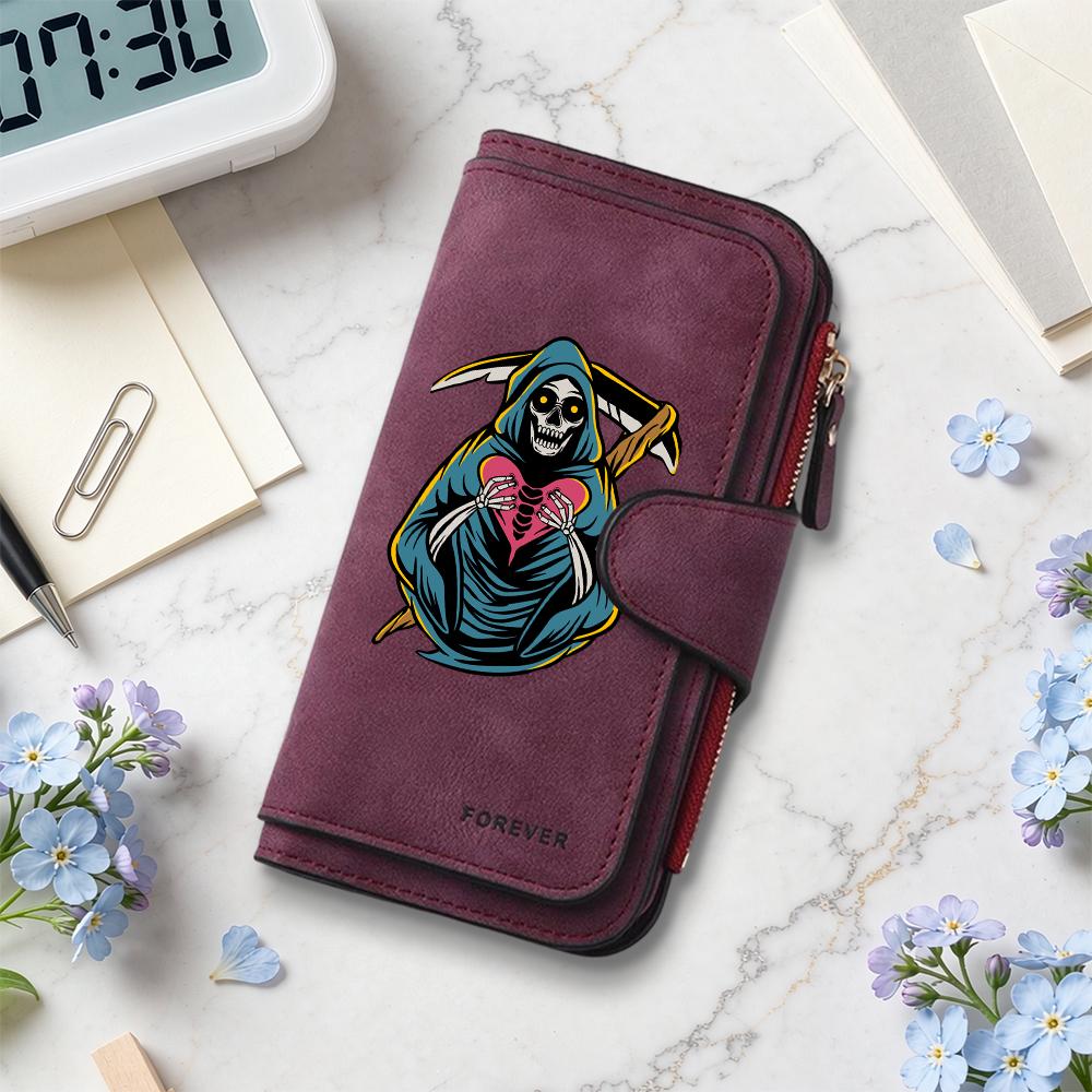 Grim Reaper Pattern Long Wallet Portable Card Holder Fashion Daily Use Purse