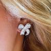 Sparkling Bow Design Stud Earrings Female Charming Elegant Piercing Accessories Graceful Exquisite Sweet Party Jewelry