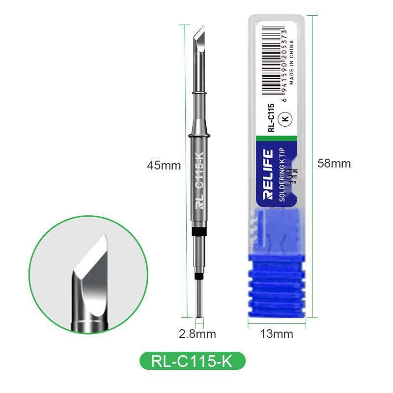 

RL-C115 Soldering Iron Tip: Integrated Heating Element for Rapid Tin Melting and Motherboard Welding, Includes I, Bent, and K Knife Tips