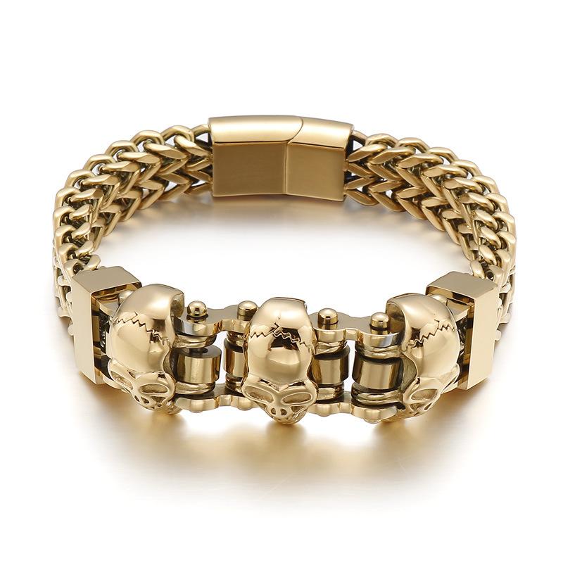 Europäische und amerikanische Persönlichkeit Bully Schädel Wolf Kopf Löwenkopf Herren Titan Stahl Armband