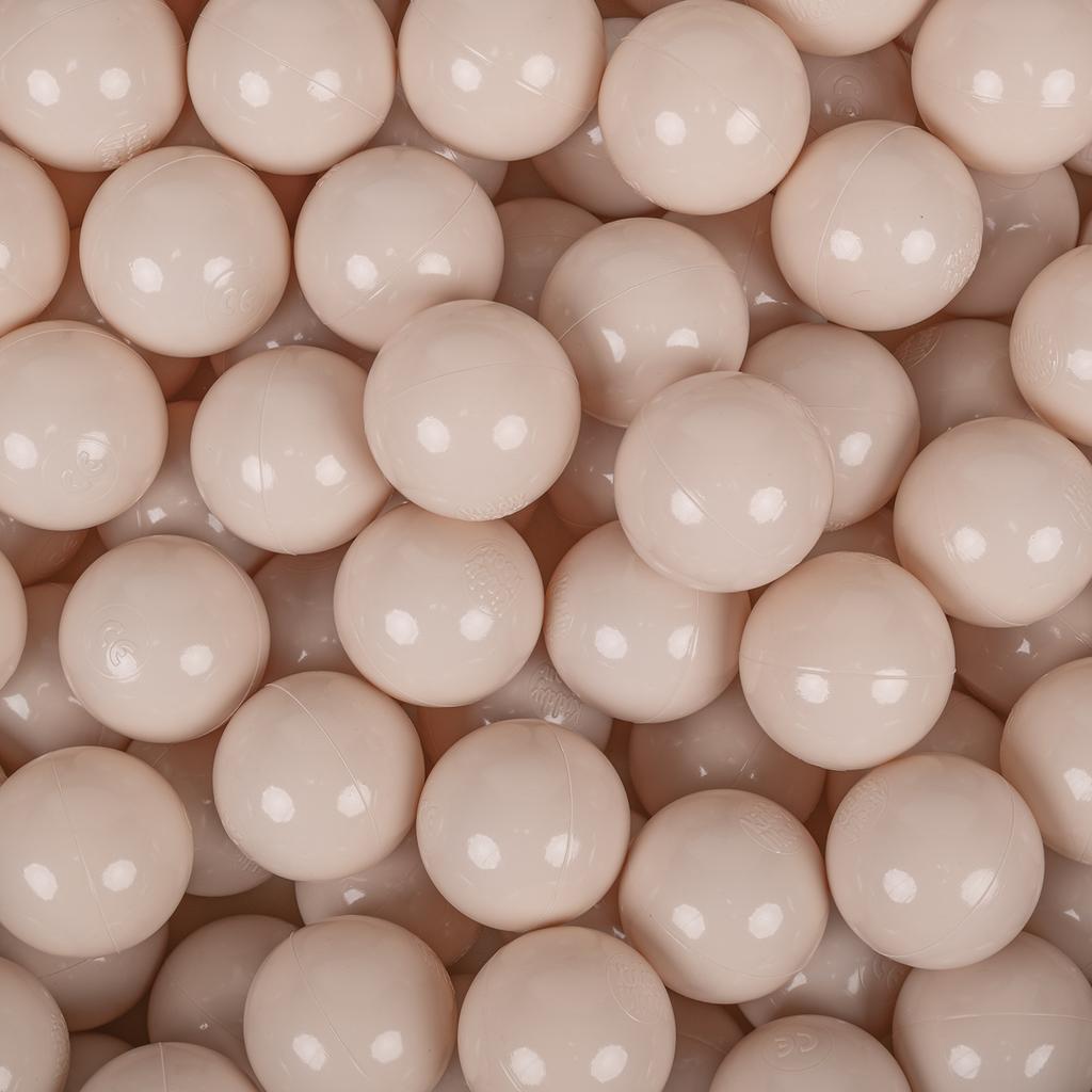 KiddyMoon 100 Balls/7cm-2.75in Soft Plastic Play Balls for Children Colourful Certified Made In Eu, Pastel Beige