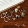 Anillo Cruz Flor Craft Cepillado Italiano Bratti Estilo Corte Retro Anillo Trébol Cuatro Hojas Diamante Femenino en Vivo