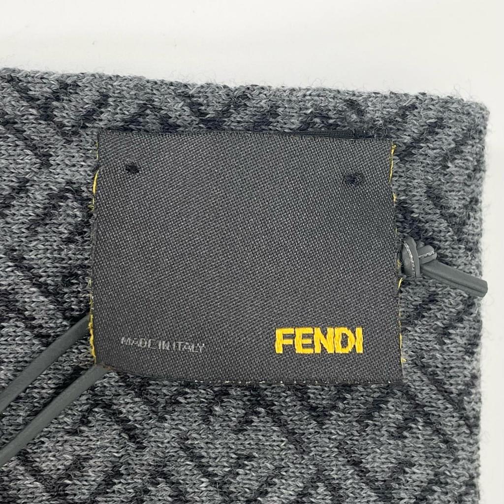 Pristine FENDI Scarf Micro Zucca Pattern gray wool mens Used