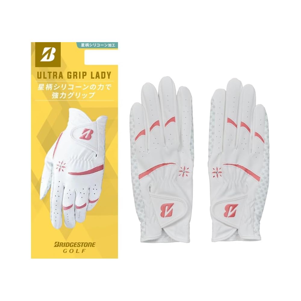 Bridgestone Ultra Grip Lady Golf Gloves White/Pink 20cm Size for Women