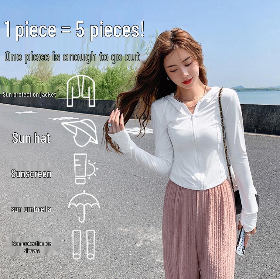 Women's Slim UV-Protective Yoga Hoodie - Cool Touch, Breathable, and Lightweight