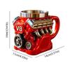 300ml V8/V6 Retro Engine Stainless Steel 3D Coffee Mug,Resin Creative Engine Shaped Cup,Gifts For Car Enthusiasts