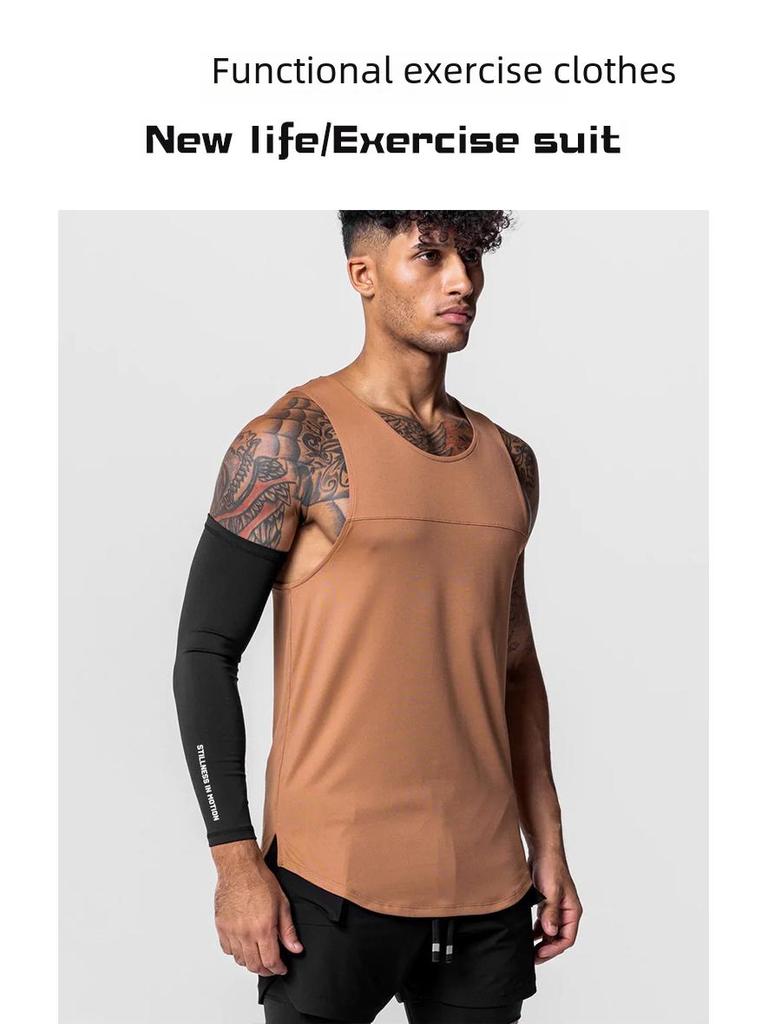 Men's Summer Elastic Fitness Vest - Stylish Printed Sleeveless T-Shirt