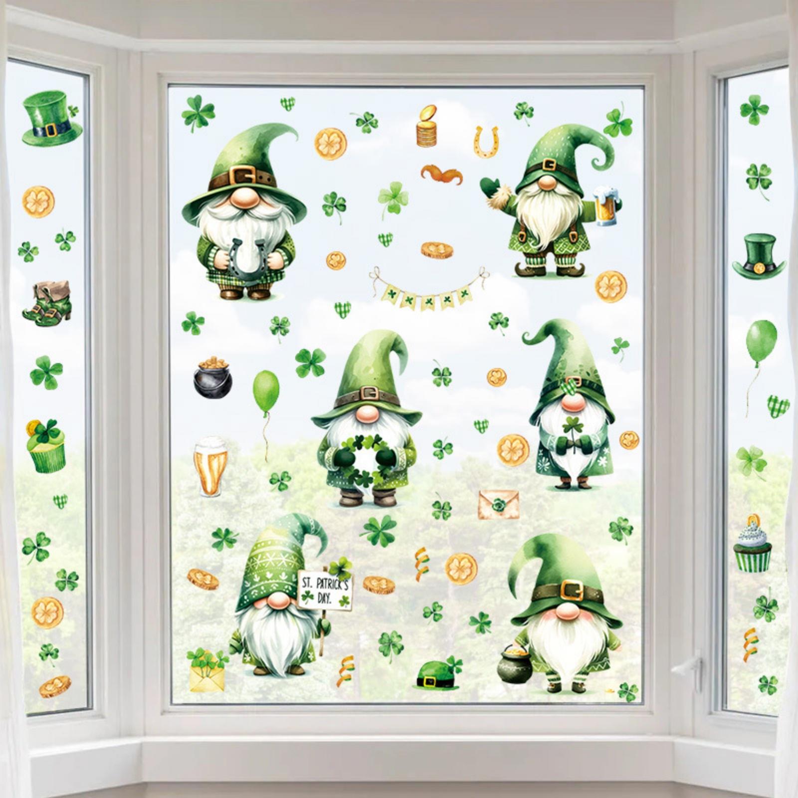 

6Sheets Day Rub Transfers For Crafts, Shamrocks Gnome Rub Transfer Stickers PVC Rub Decal For DIY Home Furniture Window Wood