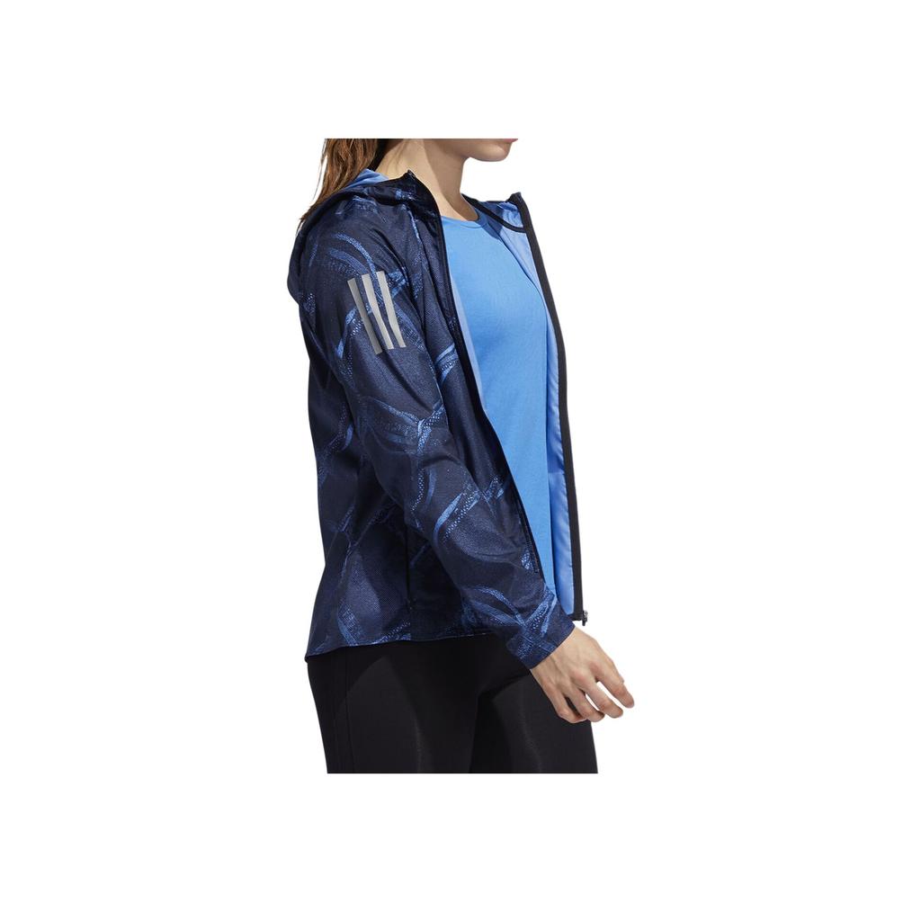 Adidas W Own The Run Hooded Zip Long Sleeve Jacket Women Jacket Navy-Blue DZ2011