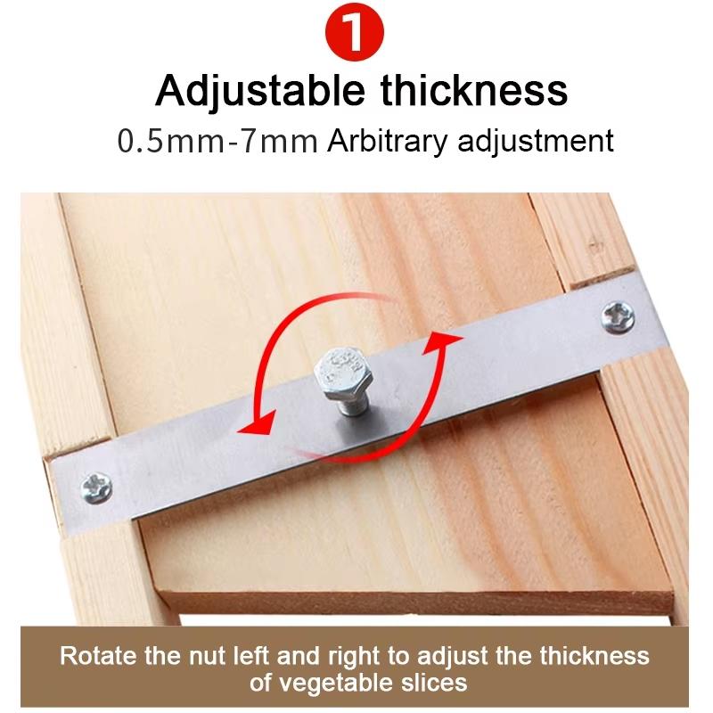 Wooden Vegetables Cutter Potatoes Slicer Adjustable Vegetable Slicer for Tomato and Onion Cabbage Shredder Chip Fruit Chopper