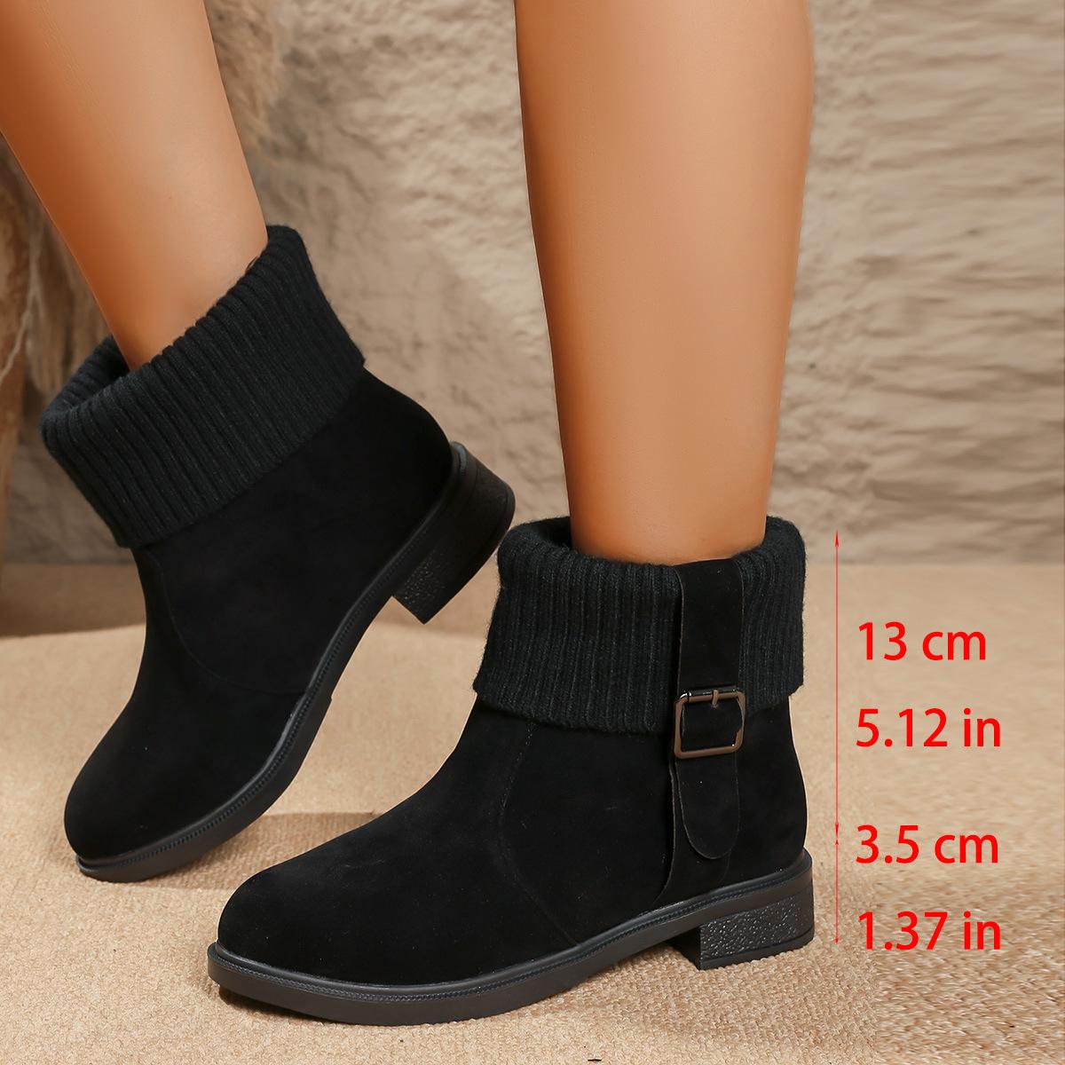 

Мода 2025 Зимние ботинки Женские Новые Осенние Зимние Модные Универсальные С круглым носком Женская обувь Простые Удобные Женские Короткие ботинки 35 чёрный