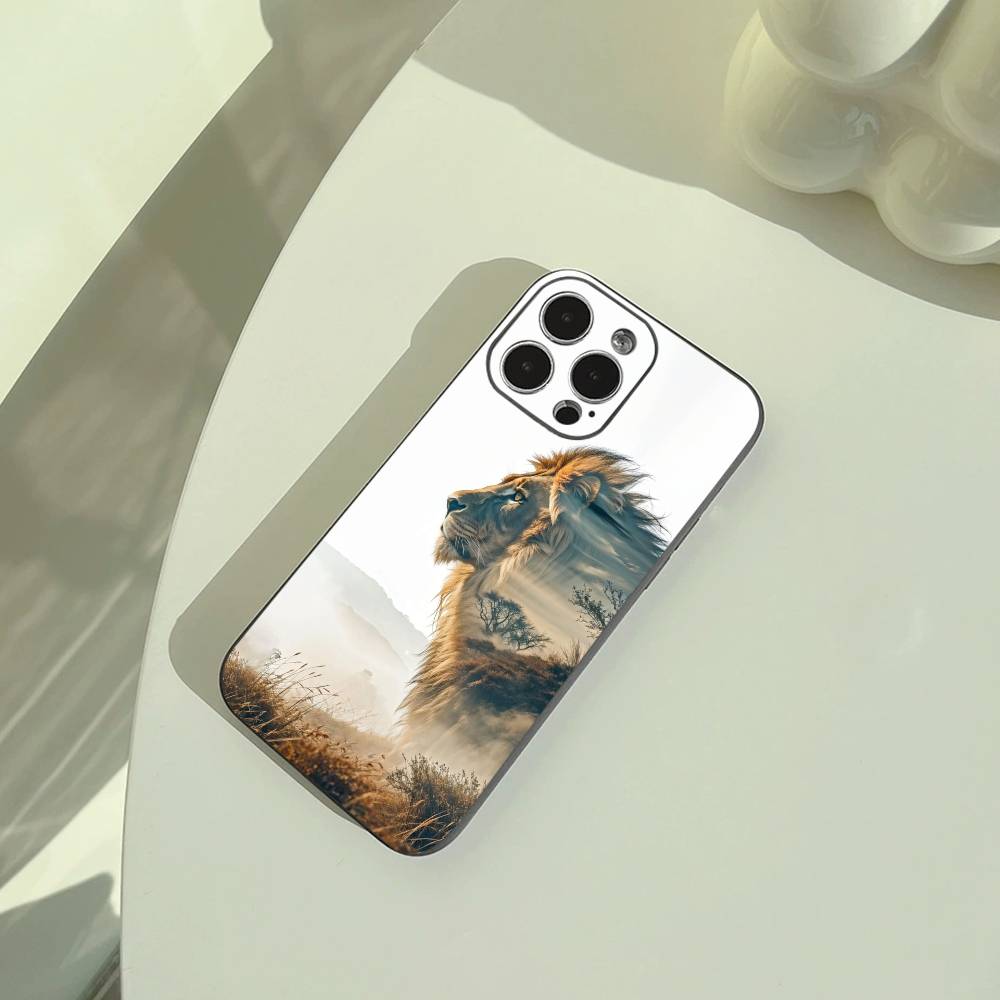 

Lion- Pattern Phone Case For iPhone 17,16,15,14,13,12,11 Pro Max, Lightweight and practical Soft Black Cover iPhone14Plus
