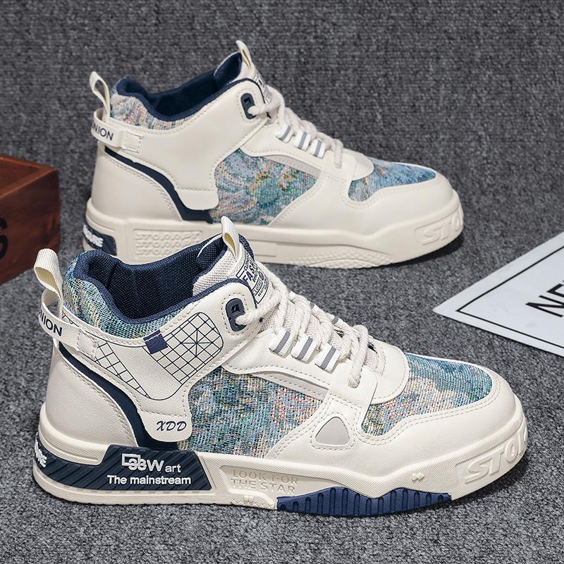 

Молодежные высокие кроссовки для мужчин, модная брендовая повседневная обувь хорошего качества, толстая подошва, удобная нескользящая мужская плоская обувь для скейтбординга 44 синий