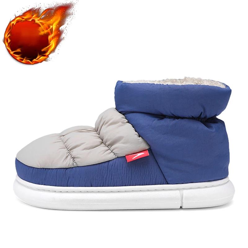 

Зимние мужские зимние ботинки, плюшевые теплые ботильоны, мужские пуховые водонепроницаемые высокие домашние хлопковые туфли, нескользящие, доступны для использования в помещении и на открытом воздухе 32-33