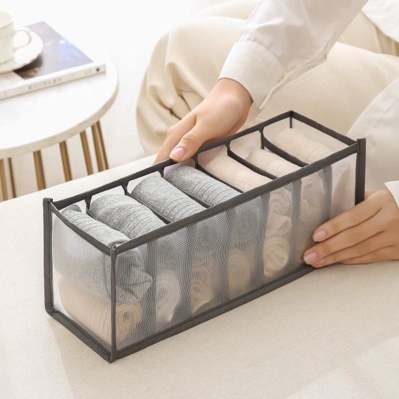 

Underwear Drawer Organizer Storage Box Gruds Foldable Closet Organizers Trancparent Mesh Drawer Divider For Underpants Socks Bra