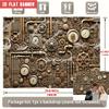 2D Flat Party Backdrop Banner - Large Steampunk Theme with Gears, Pipes & Vintage Clock