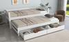 [29596364WAA] Cama de Dia, Cama de Solteiro e Casal, Cama Auxiliar com Rodízios por Baixo, com 2 Gavetas de MDF, Estrutura de Madeira Maciça, Branco (200x90cm/190x90cm)